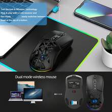 HXSJ新款雙模式無線滑鼠，磁吸可替換背蓋，RGB燈效，光學滑鼠，可充電，適用於家庭、辦公室以及遊戲 - 黑色 - 查看 5