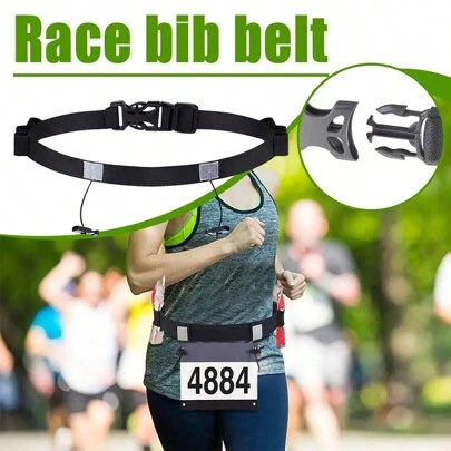 1pc Marathon Race Elastic Bib Number Belt With 6 Fuel/Water Bottle Carrying Holes, Adjustable Running Hydration Belt, Lightweight Triathlon Waist Pack