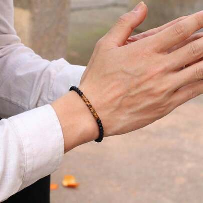 4mm Handmade Onxy Stone Beads Men Bracelet Luxury Simple Bracelet For Male Armband Jewelry