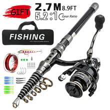 1.8-3mSpinning Casting Carbon Fishing Rod Portable Travel Rod Spinning Fishing Rods Fishing Tackle Telescopic - Black - View 9
