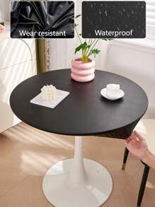 Mantel impermeable de 1 pieza unicolor anti-aceite de lujo ligero para mesa de comedor y café, tapete para escritorio redondo a prueba de polvo sin necesidad de lavar, cubierta de mesa del hogar