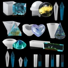 13 件环氧树脂硅胶模具，包括球形、立方体、金字塔和水晶树脂硅胶模具、硅胶铸造模具和 DIY 树脂模具 - 白色 - 查看 9