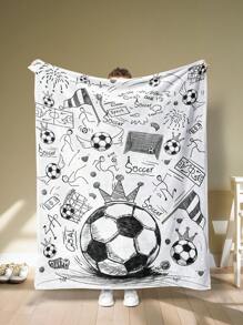 1 Stück Fussball-Themen-Decke, weiche und warme Schlafdecke, geeignet für Sofa, Büro Bett, Camping und Reisen, ganzjähriges vielseitiges Geschenk-Decke