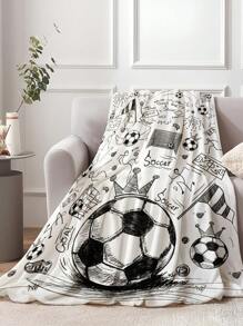 1 Stück Fussball-Themen-Decke, weiche und warme Schlafdecke, geeignet für Sofa, Büro Bett, Camping und Reisen, ganzjähriges vielseitiges Geschenk-Decke