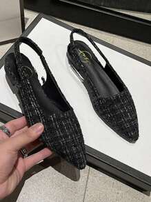 High-End Vintage Women's Shoes With Closed Toe, Ladies' Sandals, Spring/Summer, French Romantic Pointed Toe, Ultra Comfortable Low Heels, Hollow-Out Shoes