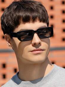 Vintage Rectangular Unisex Plastic Fashion Classic Decorative Outdoor Travel Beach Vacation UV Protection Fashion Glasses - Multicolor - View 4