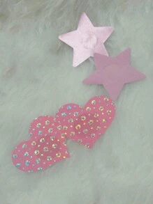 8對一次性乳頭貼，性感透氣貼片防走光，粉色亮片乳頭貼，可愛多款造型乳頭貼收藏 - 彩色 - 查看 4