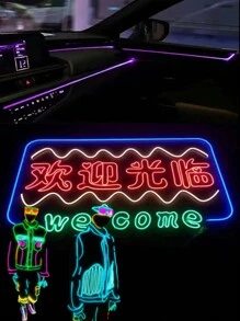 EL 线串灯（1 件装）：适用于节日服装、房间和汽车内部氛围、生日派对、俱乐部、酒吧和婚礼的柔性电致发光线。电池供电的便携式霓虹灯 LED 灯。 - 彩色 - 查看 9