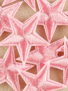 Embroidered Badge Clothing Accessories DIY Iron-On Patch Star Shaped, Pack Of 10 - Light Pink - View 2