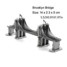 Modelo de Montagem Metálica 3D, Quebra-cabeça de Fivela de Aço Inoxidável DIY, Modelo de Arquitetura, Sem Necessidade de Cola, Presente de Aniversário, Ornamento Decorativo, Ponte de Brooklyn, Cinco Pagodes, Moinho de Vento Holandês