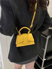 2025 New Women's PU Niche Crossbody Bag, One Shoulder Handbag, High-End Crossbody Bag; 2025 New Summer Y2K Style Niche Mini Chain Bag, Fashionable Cream Yellow Women's Bag - Yellow - View 5
