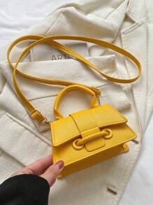 2025 New Women's PU Niche Crossbody Bag, One Shoulder Handbag, High-End Crossbody Bag; 2025 New Summer Y2K Style Niche Mini Chain Bag, Fashionable Cream Yellow Women's Bag - Yellow - View 6