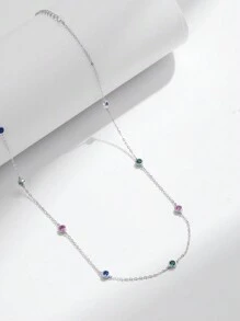 SYMFNY 1 pezzo Collana circolare personalizzata alla moda in argento sterling 925 artificiale e colorata