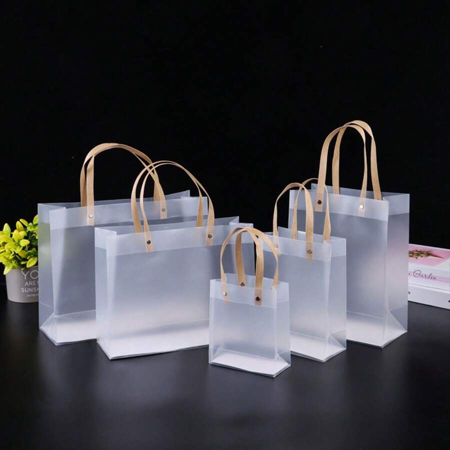1pc Frosted Plastic Shopping Gift Bag For Wedding Party Favor Packaging, Festival Gift Bag - Multicolor - View 1