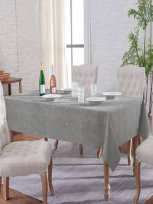 1pc Water-Repellent, Splash-Proof Jacquard Portable Dining/Home Tablecloth, Swirl Pattern, Elegant, Multiple Sizes Square Dining Table Cover - Light Grey - View 5