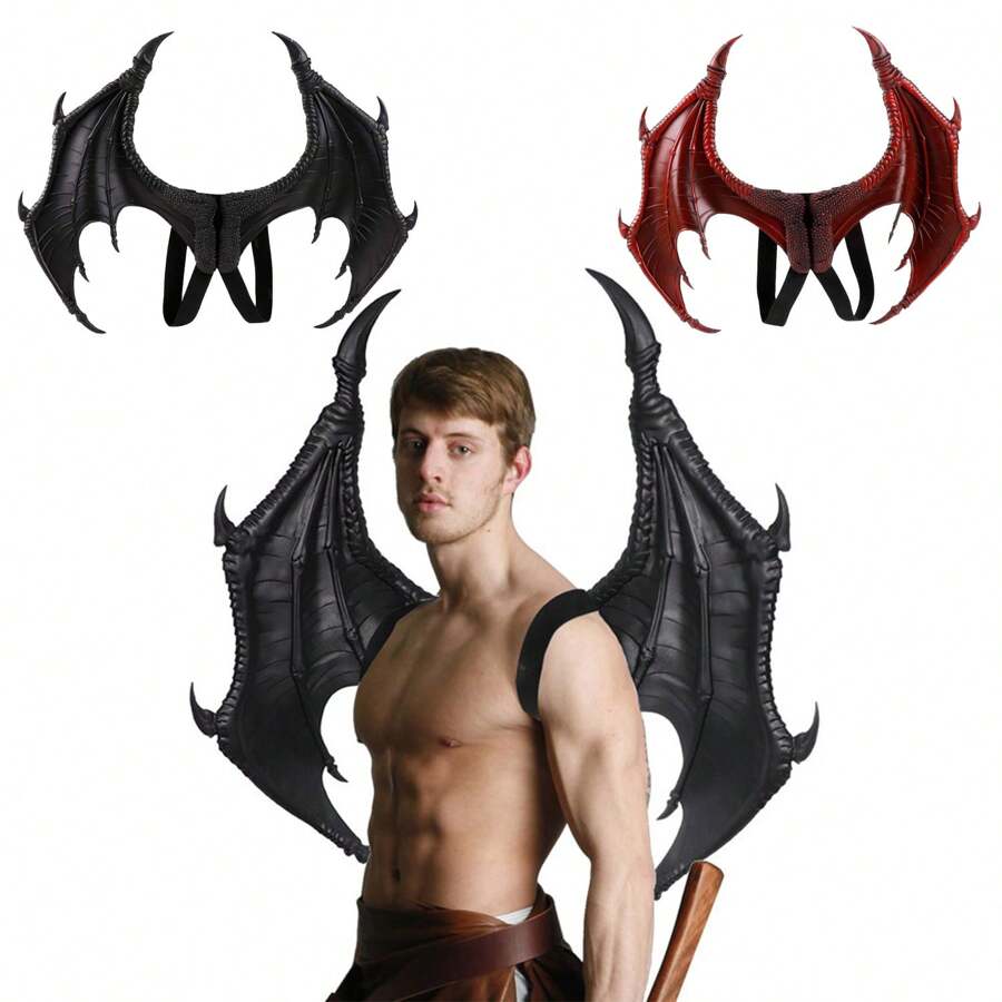 1pc Giant PU Foam Black Dragon Wings For Stage & Dragon People Cosplay Performance Prop Halloween - Burgundy - View 1