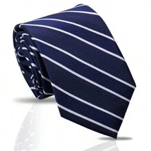 1pc Men's Classic Striped & Polka Dot Handmade Tie, Formal Business Necktie, Suitable For Banquet & Evening Formal Wear, Work & Professional Attire, Casual Italian/British Retro Style Accessories