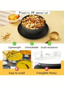 16pcs Unbreakable Reusable PP Plastic Cutlery Set, Including Plates, Bowls And Cups For 4 Persons, Suitable For Home Use And Outdoor Picnic School Supplies,Back To School - White - View 7