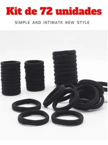 Kit 72 unidades de Elástico de Cabelo Feminino Xuxinha Rabicó Para Cabelo De Cores Preta e Mistas Com Alta Elasticidade E Durabilidade - Preto - Visão 7