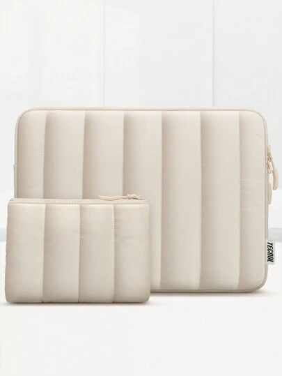 TECOOL 13-16 Inch Laptop Sleeve, Thick Protective Case Compatible With MacBook Air 13/15 M1/M2 (2012-2023), Pro 13/14/15/16 (2010-2022), 14-16 Inch Chromebook, Surface And HP Laptops, Water-Resistant Design With Accessory Pocket, Beige