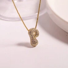 1 Stück Damen Halskette Anhänger Charme mit goldbeschichteter Kubik-Zirkonia Anfangsbuchstabe-Buchstaben-Perlen. 26 Buchstaben und individuelle Namenshalskette bieten ein Vintage-Schmuckgeschenk.