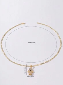 1 件复古风格 14K 镀金锆石镶嵌铜棕榈蓝恶魔之眼吊坠项链，适合作为送给母亲、情侣、好朋友、日常和节日佩戴、精神 - 金黃色 - 查看 10
