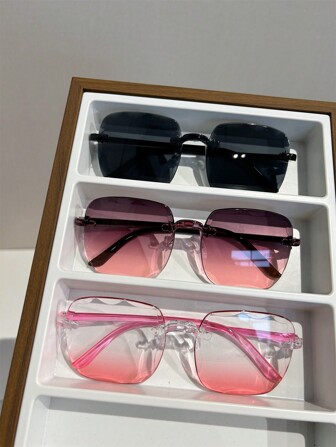 3er-Set quadratische modische Modebrillen für Frauen als Outdoor-Accessoires für den Strand, Sommerstrandurlaub, Outdoor, Reisen