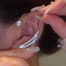 1 Paar Hip Hop Diamant Engel Flügel Ohrmanschette, Clip-On, modischer Clip-On Schmuck für Damen Tägliche Accessoires