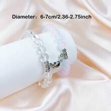 2入組天然能量石手鍊，採用心形磁扣，適用於父親節/母親節手鍊，情侶飾品/節日禮品套裝，Ins風配飾，日常佩戴，適用於海灘/復古風格 - 黑與白 - 查看 34