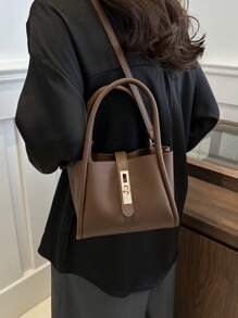 女士新款純色PU時尚手袋多功能斜跨包與小零錢包