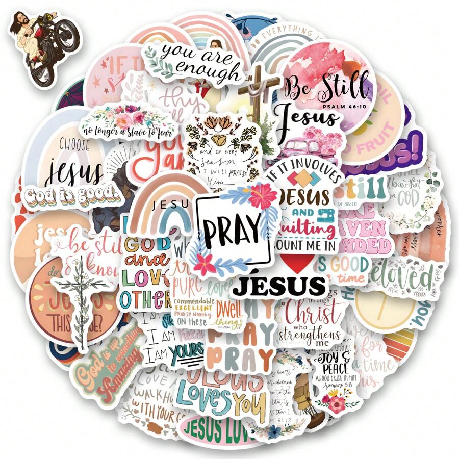 60 piezas de calcomanías cristianas inspiradoras, calcomanías de fe de versos bíblicos, calcomanías motivacionales de Jesús para botellas de agua de Navidad, regalos de Pascua cristiana para niños, hombres y mujeres