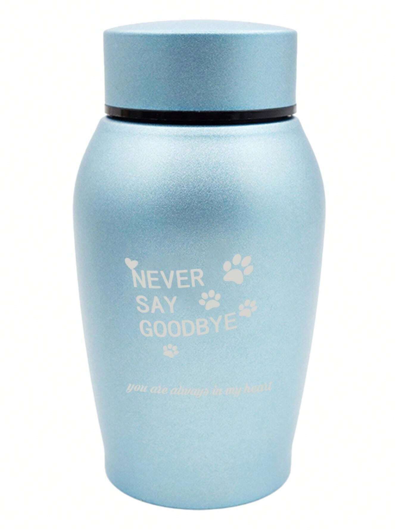 A Small Blue Customized Pet Memorial Stainless Steel Urn With