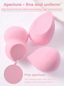3 esponjas de maquillaje, aptos para correctores de crema y polvo, aplicadores de maquillaje para polvos sueltos - Rosa - Ver 3