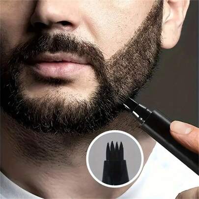 Kit Penna per riempimento della barba, Penna e spazzola per la barba, Copertura a lunga durata con finitura naturale per la barba