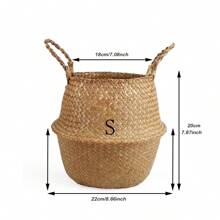 Seagrass Belly Basket, Woven Plant Pot Holder Handmade Home Decor For Storage Plants Picnic Grocery Medium