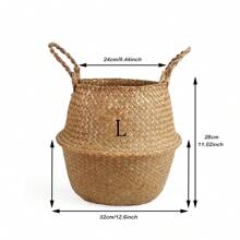 Seagrass Belly Basket, Woven Plant Pot Holder Handmade Home Decor For Storage Plants Picnic Grocery Medium