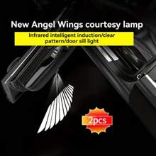 2入組天使翅膀（老虎/馬）圖案汽車車門歡迎投影LED暗影燈，汽車歡迎燈，提升您的汽車風格，不包括電池 - 黑色 - 查看 8