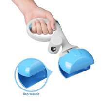 1pc Dog Poop Scooper Portable Pet Pooper Scooper With Garbage Bag For Outdoor Activities - Baby Blue - View 5