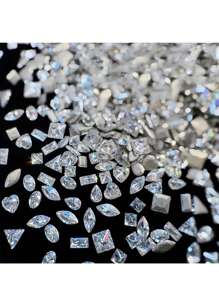 50/100入組2-3mm AB光釉石鑽石，微型指甲鑽石，適用於指甲藝術，带3D尖底鑽石指彩寶石和魅力設計元素，指彩鑽石套裝，美甲水晶和裝飾DIY美甲工具 - 彩色 - 查看 1