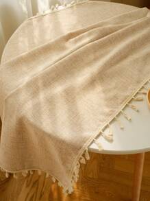 Tassel Fresh Tablecloth, Tea Table Cloth, Desk Decoration Cloth, Atmosphere, Round Table Tablecloth, Imitation Linen