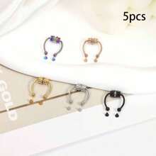 1/5 Stücke Damen Herren Falsche Nasen Piercing Ohrringe Mode Punk Nicht Durchstochene Nasenclips Edelstahl Nasenseptum Körperschmuck