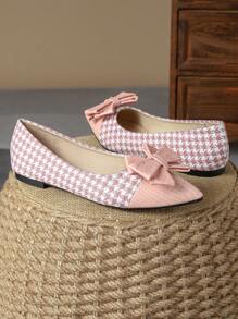Chaussures plates à bout pointu confortables pour femmes avec design en nœud papillon noir/blanc/bleu marine/rouge style de fête/jaune style casual/chaussures roses pour la Saint-Valentin