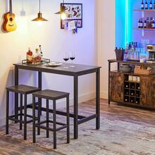 Bar Table With 2 Bar Stools, Breakfast Bar Table And Stool Set, Kitchen Counter With Bar Chairs - 木炭 - 查看 6