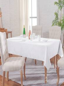 1pc Water-Repellent, Splash-Proof Jacquard Portable Dining/Home Tablecloth, Swirl Pattern, Elegant, Multiple Sizes Square Dining Table Cover - White - View 6