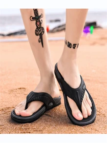 Men's Massage Slippers Large Swimming Pool Sandals Beach Shoes For Summer - Black - View 5