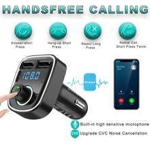 simr Transmisor receptor de radio FM inalámbrico manos libres Bluetooth 5.3 para coche, adaptador de reproductor MP3, 2 USB + kit de carga PD, adaptador Bluetooth para coche - Negro - Ver 5