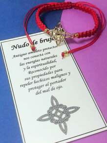 1pcs  Knot Woven Bracelet Pewter Protection Bracelets For Sharing - Red - View 5