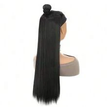 5 piezas de postizos de cabello lacio con clips - Negro - Ver 8