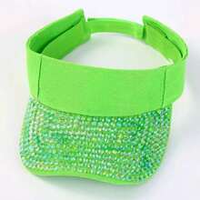 Rhinestone Decorated Crown Sun Protection Open Top Baseball Cap, Fashionable Bling Sporty Sun Hat For Summer Beach
