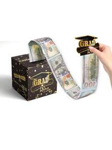 1 Set Caja Sorpresa del Temporada de Graduación, Regalo de Fiesta de Graduación, Caja Sorpresa de Dinero de Temporada de Graduación - Negro - Ver 2
